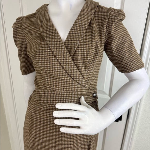 Jessakae Fox Group Size XXS Brown Plaid Short Sleeve Charlotte Shift Dress.  B6 - Picture 4 of 12